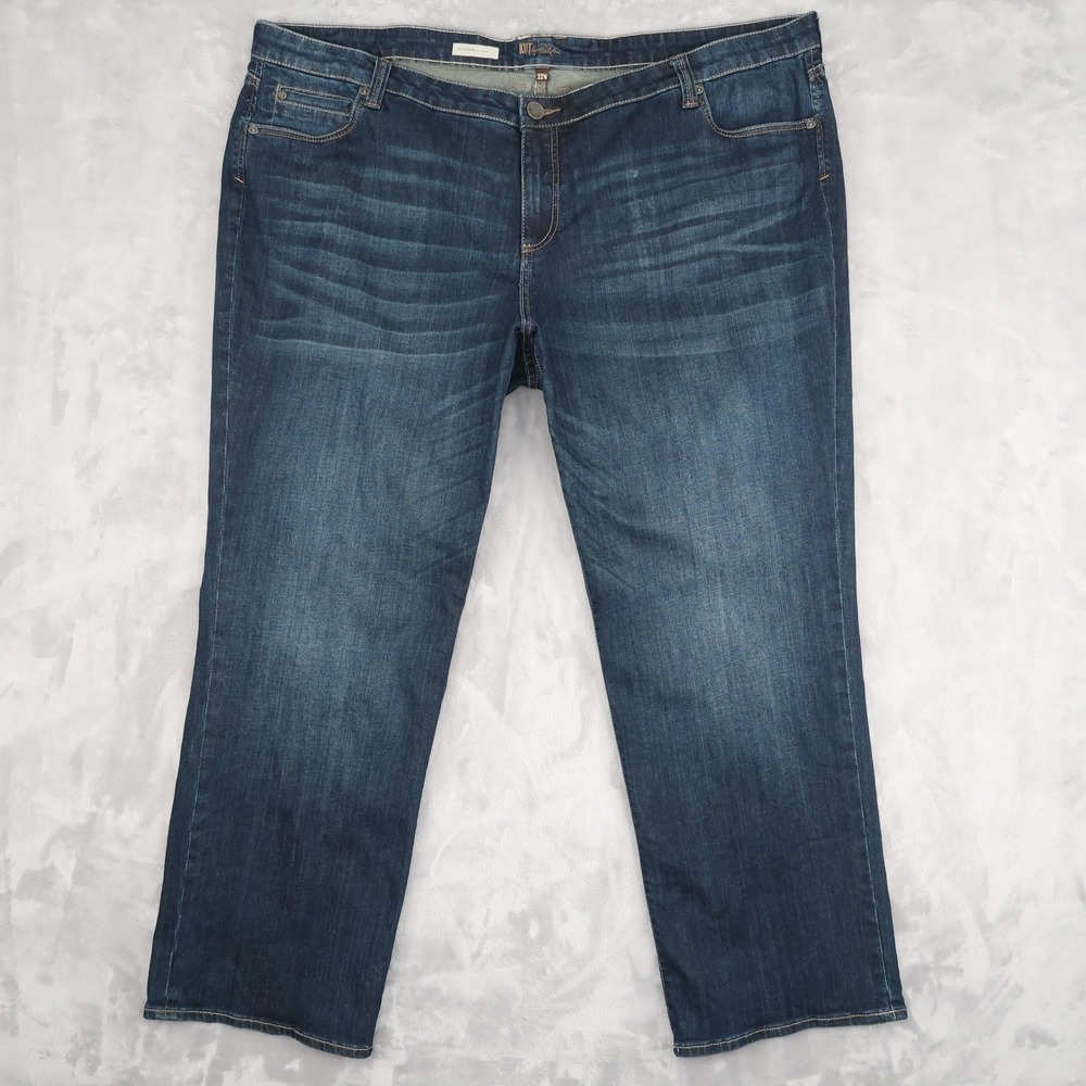 Kut from the Kloth Jeans Womens 22W Catherine Boyfriend Dark Wash Embroidered